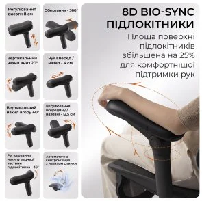 Фото: Крісло SIHOO C500 V2 with footrest Black (C500-V2-B101-JT) № 10 | KTC
