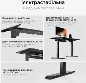 Фото: Стіл комп’ютерний Anda Seat Xtreme 180 Black (AD-D-DD2-1800-04-B) № 12 | KTC