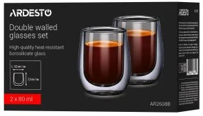 Фото: Набір чашок Ardesto 80ml 2pcs (AR2608B) № 5 | KTC