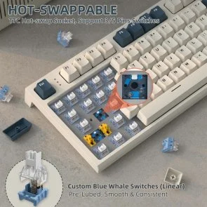 Фото: Клавіатура Attack Shark K86 Blue Whale Switch WL/BT/USB Retro Blue (K86RB_AS) № 6 | KTC