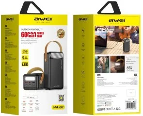 Фото: Батарея універсальна Awei PA-82 60000mAh 65W Black (6954284029568) № 4 | KTC