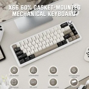 Фото: Клавіатура Attack Shark X66 ENG/UKR WL/BT/USB Cheese White (X66CW_AS) № 5 | KTC