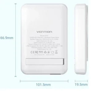 Фото: Батарея універсальна Vention FHTW0 10000mAh 22.5W White № 8 | KTC