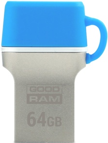 Флешка USB GoodRam Dual Drive 64 ГБ (ODD3-0640B0R11) срібляста/блакитна