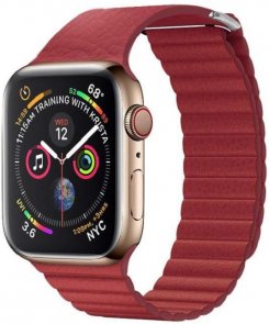 HiC for Apple Watch 41/40/38mm - Leather Loop Band Red