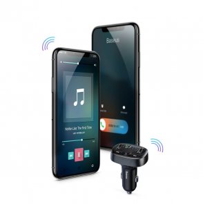 Автомобільний зарядний пристрій + FM-трансмітер Baseus T-Typed MP3 Car Charger S-09 Black (CCALL-TM01)