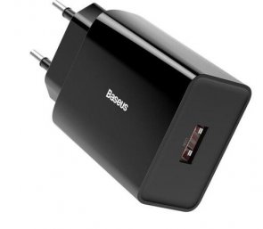 Мережевий зарядний пристрій Baseus Speed Mini Single U, QC, 18W, Black