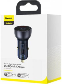 Зарядний пристрій Baseus Particular Digital Display QC PPS 65W Dual QC3.0 Car Charger Grey (CCKX-C0G)