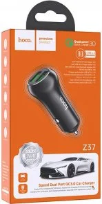 Фото: Автомобільний зарядний пристрій Hoco Z37 Sharp speed Black (Z37 Black) № 2 | KTC