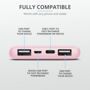 Батарея універсальна Trust Primo Ultra-thin 10000mAh Pink (23897_TRUST)