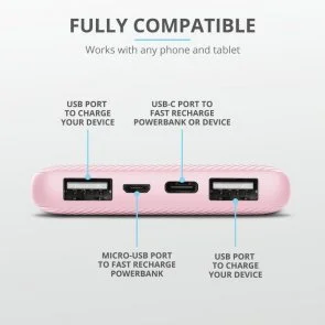 Фото: Батарея універсальна Trust Primo Ultra-thin 10000mAh Pink (23897_TRUST) № 3 | KTC