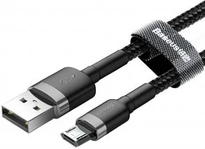 Фото: Кабель Baseus Cafule 2.4A AM / Micro USB 1m Grey/Black (CAMKLF-BG1) № 3 | KTC