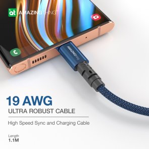Кабель AMAZINGthing Antimicrobial Power Max Plus 3.2A AM / Type-C 1.1m Blue (TCPS0llMDB)