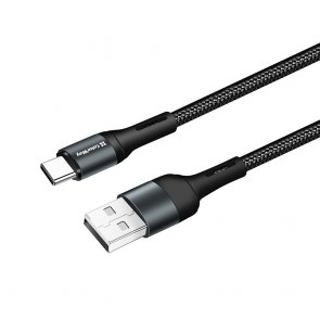 Кабель ColorWay Nylon 2.4A AM / Type-C 1m Black (CW-CBUC045-BK)