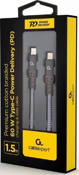 Кабель Cablexpert PD 60W Type-C / Type-C 1.5m Black (CC-USB2B-CMCM60-1.5M)