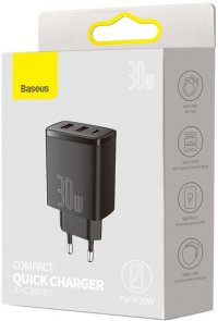 Зарядний пристрій Baseus Compact quick charger 30W Black (CCXJ-E01)