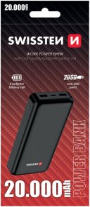 Батарея універсальна SWISSTEN WORX POWER BANK 20000mAh Black