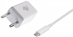 Зарядний пристрій 2E Wall Charger 1USB 2.1A White with cable Micro USB White (2E-WC1USB2.1A-CM)