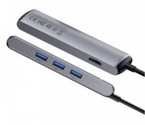 USB-хаб Baseus Mechanical Eye 6in1 3xUSB/Type-C/HDMI/RJ45 Gray (CAHUB-J0G)
