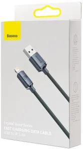 Фото: Кабель Baseus Crystal Shine Series 2.4A AM / Lightning 2m Black (CAJY000101) № 3 | KTC