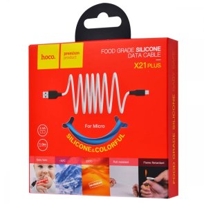 Кабель Hoco X21 Plus Silicone 2.4A AM / Micro USB 1m Black/White