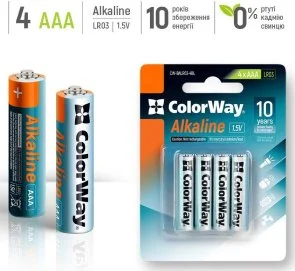 Фото: Батарейка ColorWay Alkaline Power LR03 AAA BL/4 (CW-BALR03-4BL) № 2 | KTC
