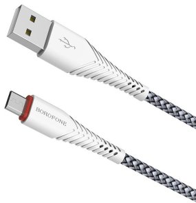 Кабель BOROFONE BX25 2.4A AM / Micro USB 1m White (BX25MW)