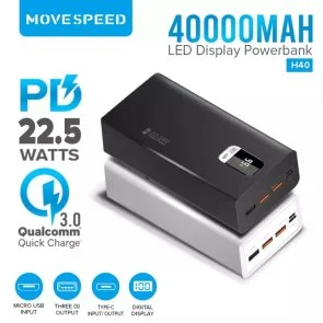 Фото: Батарея універсальна Move speed H40 40000mAh 22.5W Black (YSPBH40-22W/K Black) № 4 | KTC