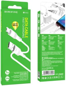 Кабель BOROFONE BX43 CoolJoy 2.4A AM / MicroUSB 1m White (BX43MW)