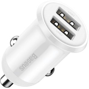 Зарядний пристрій Baseus Grain Pro Car Charger 4.8A White (CCALLP-02)