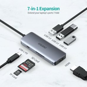 USB-хаб Choetech HUB-M19-GY 7in1 Black