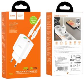 Зарядний пристрій Hoco C95A Lineal White with cable Lightning