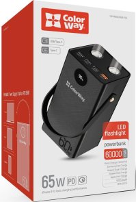  Батарея універсальна ColorWay CW-PB600LPA5BK-PDD 60000mAh 65W Black