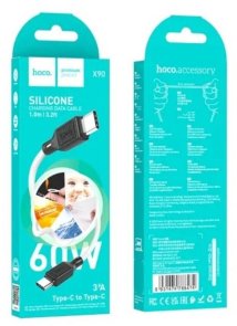Кабель Hoco X90 Cool silicone 60W/3A Type-C / Type-C 1m White (6931474788474)