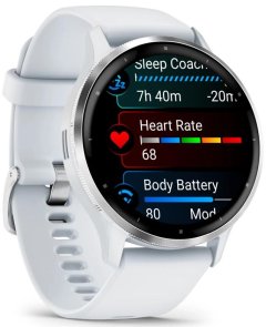 Смарт годинник Garmin Venu 3 - Silver Stainless Steel Bezel with Whitestone Case and Silicone Band (010-02784-00)