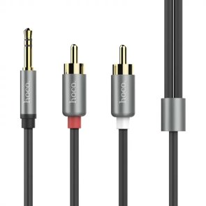 Кабель Hoco UPA10 Jack 3.5mm / 2xRCA 1.5m Metal Gray