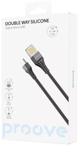 Кабель Proove Double Way Silicone 2.4A AM / MicroUSB 1m Black (CCDS20001301)