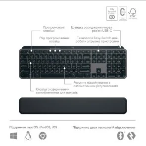 Фото: Комплект клавіатура+миша Logitech MX Keys S Combo Graphite (920-011614) № 4 | KTC