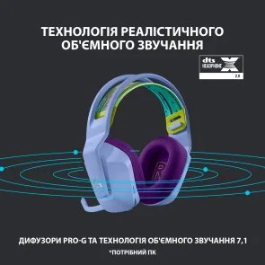 Фото: Гарнітура Logitech Lightspeed Wireless RGB Gaming Headset G733 Lilac (981-000890) № 3 | KTC