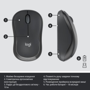 Комплект клавіатура+миша Logitech MK295 US/UKR Graphite (920-009800)