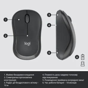 Фото: Комплект клавіатура+миша Logitech MK295 US/UKR Graphite (920-009800) № 4 | KTC
