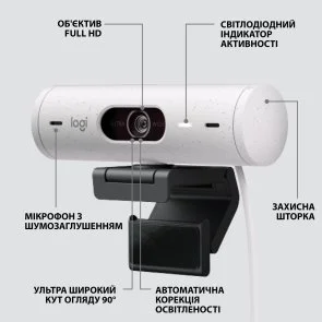Фото: Web-камера Logitech Brio 500 Off White (960-001428) № 5 | KTC