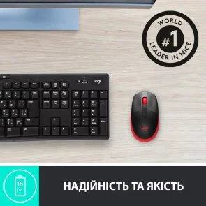 Фото: Миша Logitech M190 Full Size Wireless Red (L910-005908) № 7 | KTC