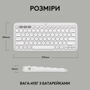 Фото: Клавіатура Logitech Pebble Keys 2 K380s Tonal White (920-011852) № 10 | KTC