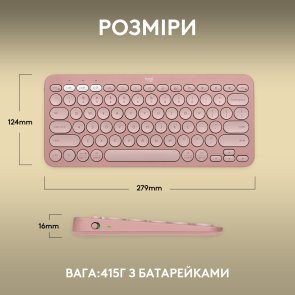 Клавіатура компактна Logitech Pebble Keys 2 K380s US International Tonal Rose (920-011853)