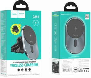 Кріплення для мобільного телефону Hoco CA91 Magic Magnetic Wireless Fast Charging Gray (6931474753465)