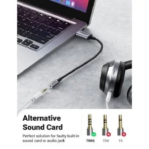 Фото: Перехідник UGREEN CM477 USB-A / 1xJack 3.5mm F Gray (CM477/30757) № 3 | KTC