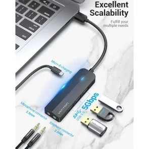 Фото: USB-хаб Vention with Sound Card Black (CHIBF) № 3 | KTC