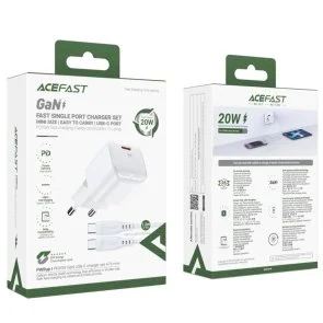 Фото: Зарядний пристрій Acefast A73 GaN 20W White with Type-C/Type-C (6974316282655) № 4 | KTC