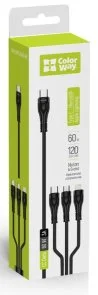 Фото: Кабель ColorWay 3in1 60W Type-C / Lightning/Type-C/MicroUSB 1.2m 60W Black (CW-CBPDU3060-BK) № 6 | KTC